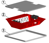 BRECO-Doppelbodendose quadratisch komplett, 100 mm